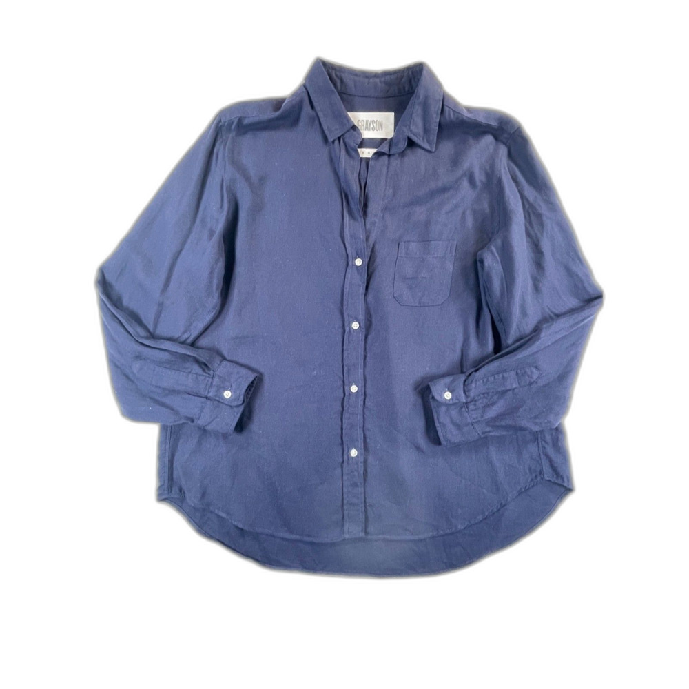Grayson The Hero Navy Blue Button Down Shirt 05 XL 100% Lyocell Solid Pocket - Picture 10 of 12